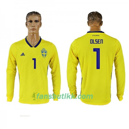 Fotball-VM 2018 Sverige drakt Olsen 1 Hjemmetrøye Langermet